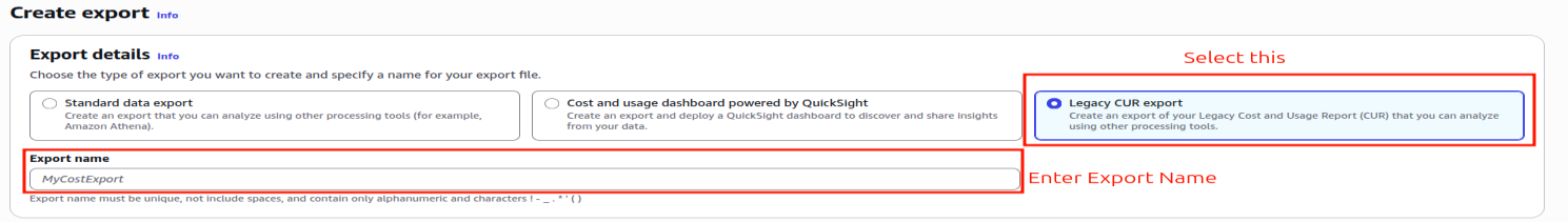 AWS export settings — Include resource IDs