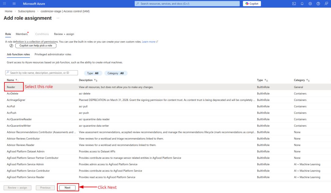 Azure IAM — assign access to service principal