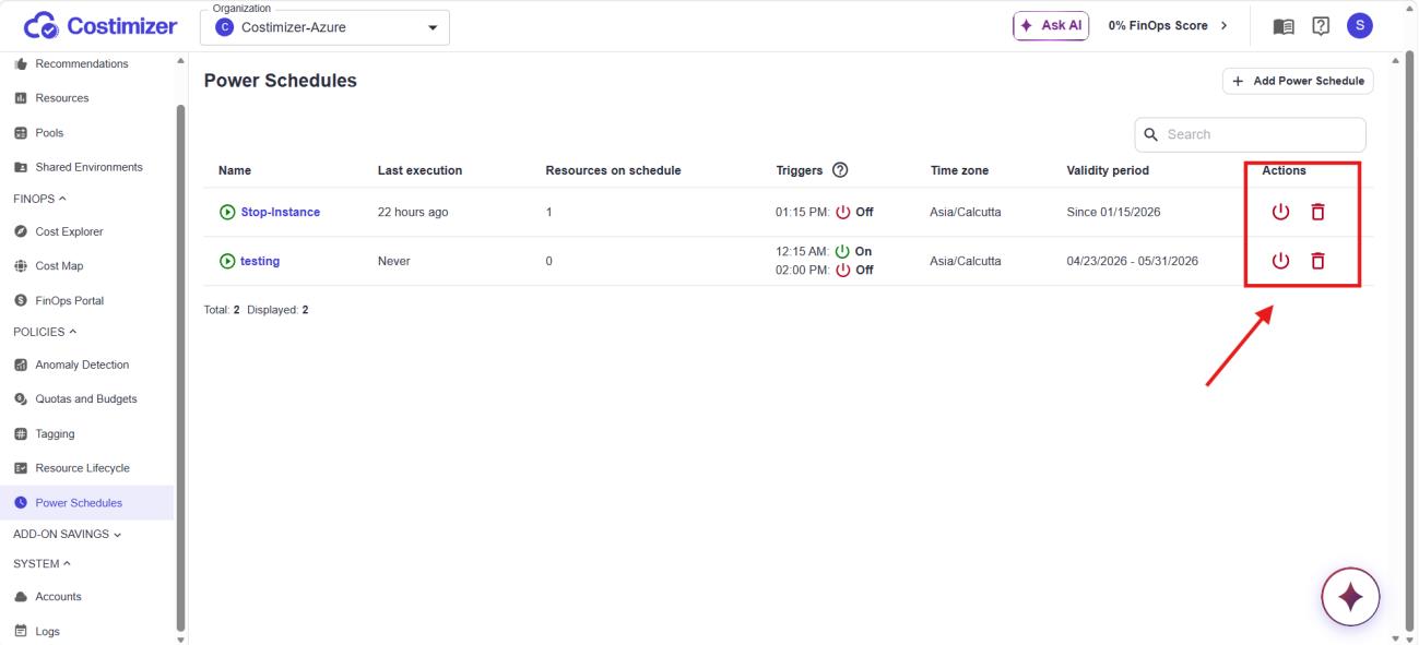 Disable/delete actions behavior
