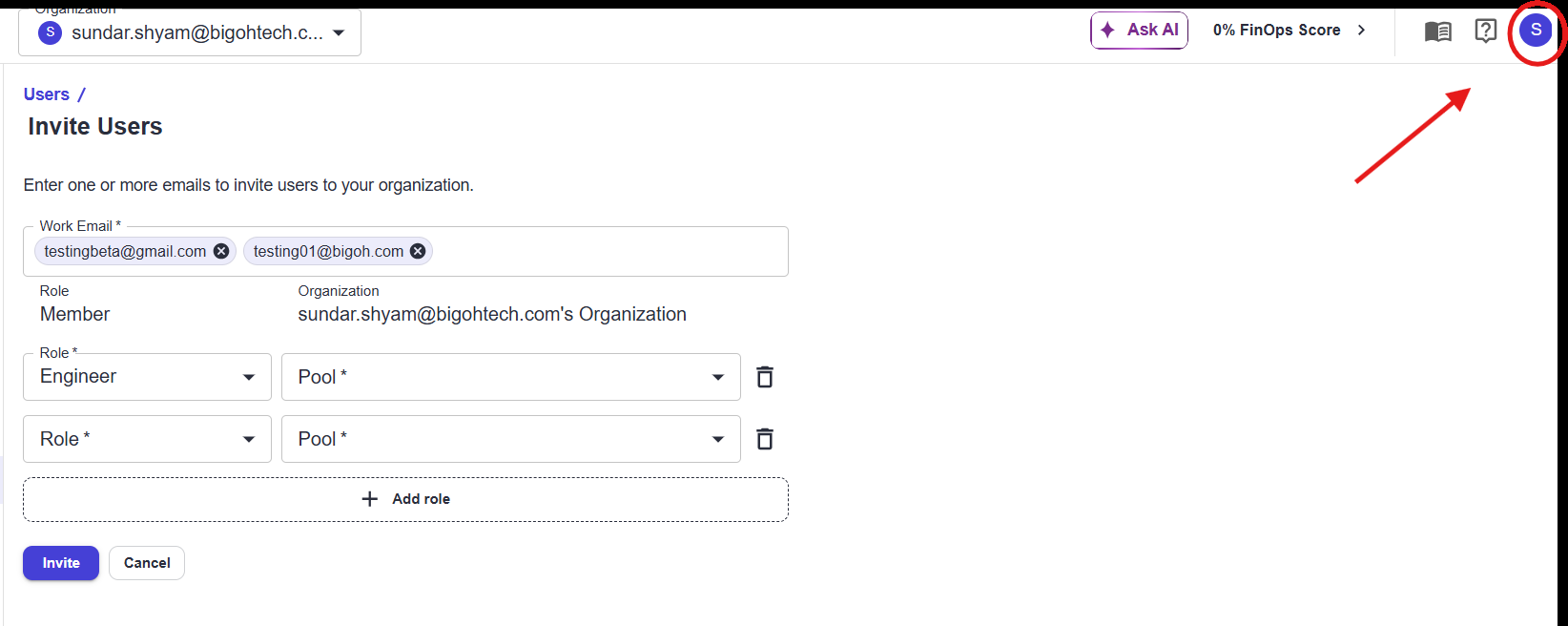 Open the profile menu