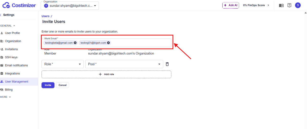 Bulk invite work emails