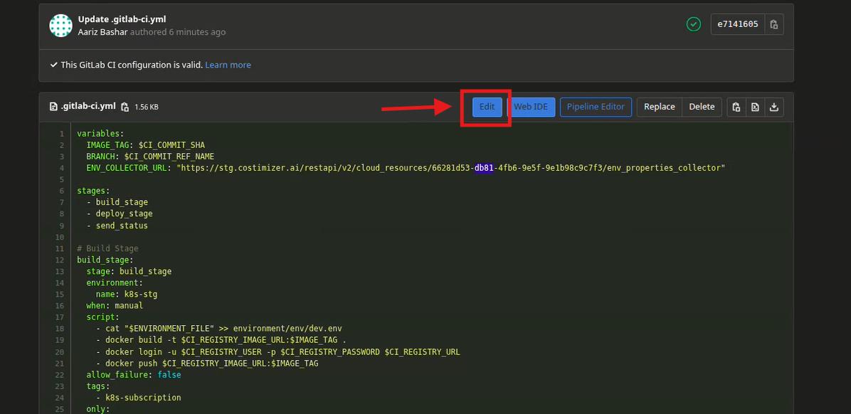 GitLab .gitlab-ci.yml variables section
