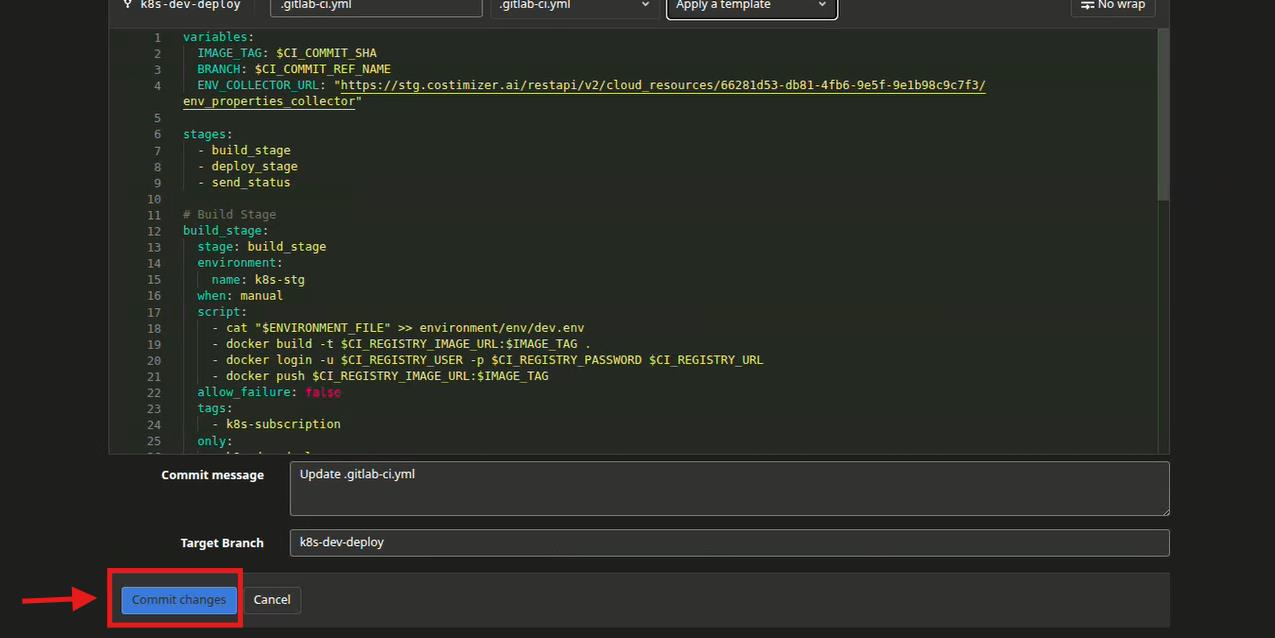 Commit changes to .gitlab-ci.yml