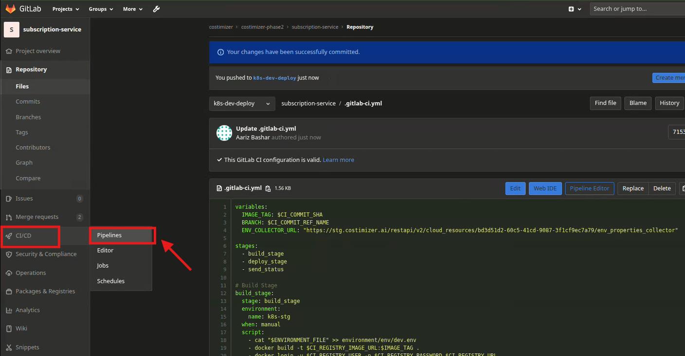 GitLab pipeline running with send_status stage